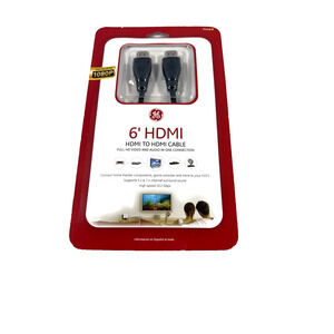 GE 6' HDMI to HDMI Cable Full HD 1080 Part #24148 New Sealed in Package